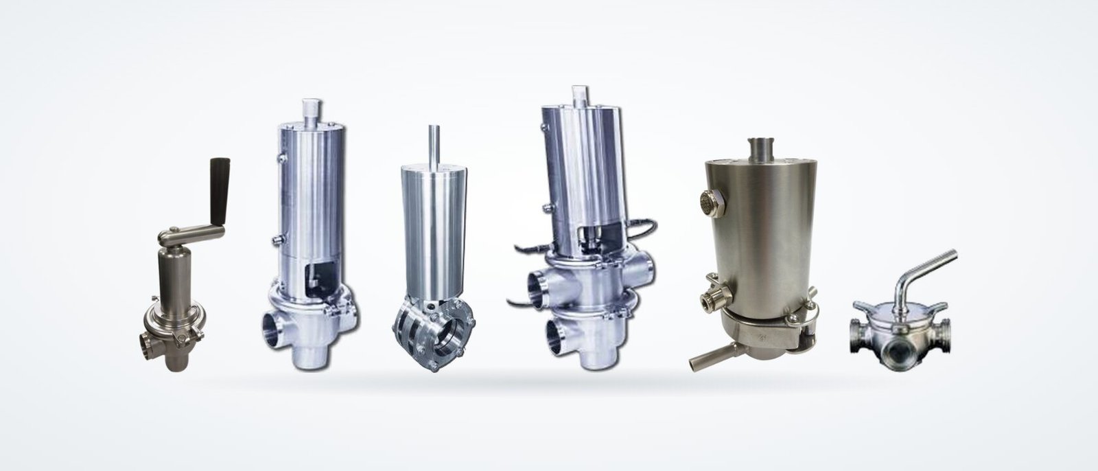 Válvulas EuroBinox em aço inoxidável: manual, pneumáticas EBX, borboleta com atuador, amostragem e macho cónico