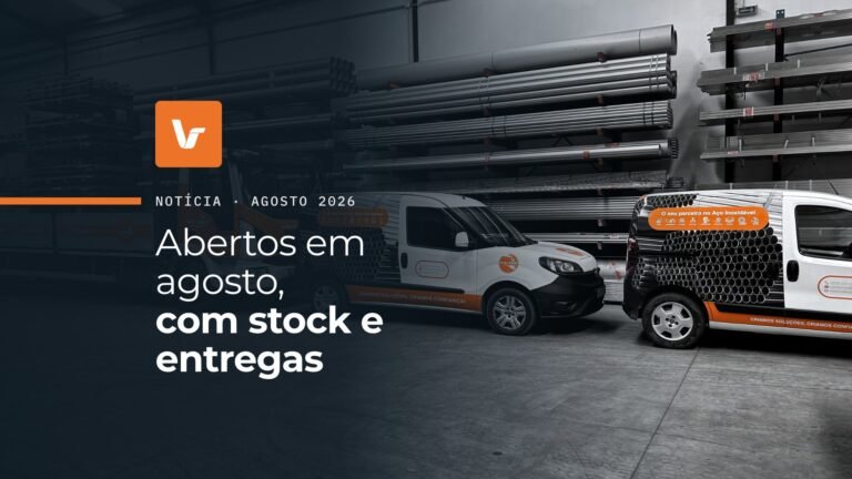 Camião e carrinhas da Valsteel no armazém de Canelas